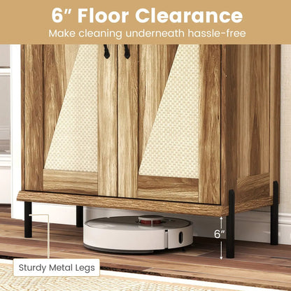 5-Tier Farmhouse Shoe Cabinet with Woven Doors