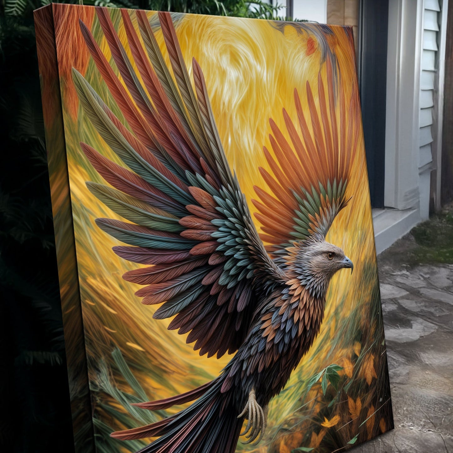 Flight Of Fancy Bird Wall Art Crafting Canvas by Tailored Canvases with vibrant feathers on Tampa Home & Garden Store