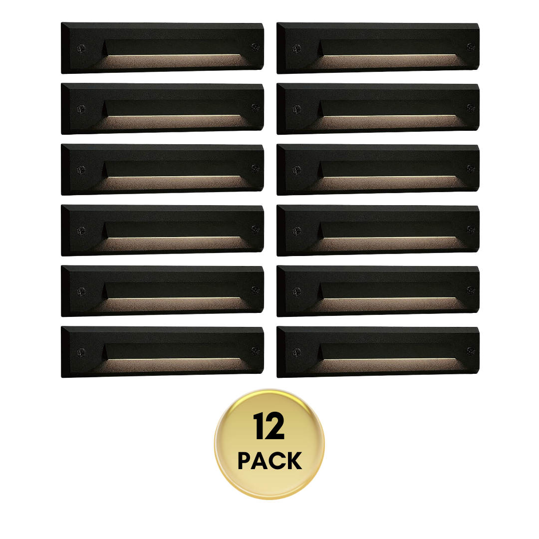 Paquete de 6 luces LED para escalones exteriores de bajo voltaje, delgadas, negras, de 2 W, STLA06, luces LED para terraza de 12 V y luces para paisaje