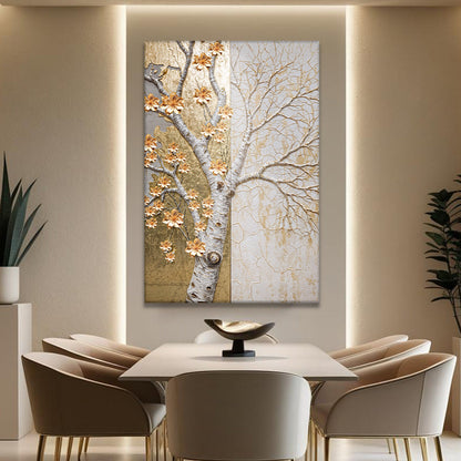 Ivory Seasons Wall Art canvas by Tailored Canvases, two-panel tree mural in gold and ivory on Tampa Home & Garden Store