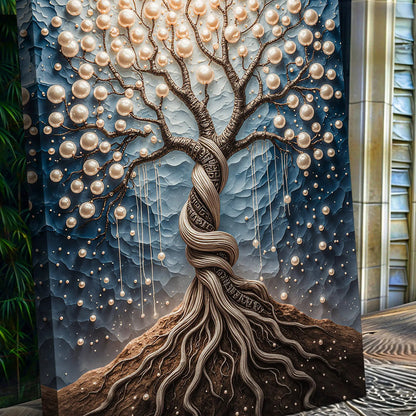 The Pearl Tree Wall Art canvas by Tailored Canvases, blue-toned tree with pearl spheres on Tampa Home & Garden Store