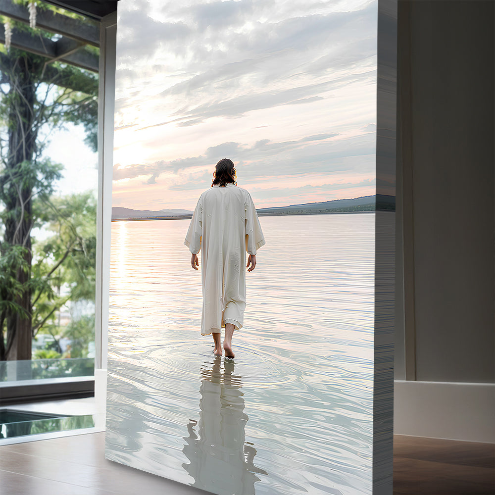 Reflections Faith Wall Art XV canvas by Tailored Canvases, serene white-robed figure on water on Tampa Home & Garden Store