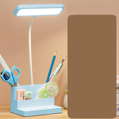 Blue LED desk lamp with pen storage, eye protection, stepless dimming on Tampa Home & Garden Store