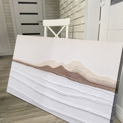 Earth Tone Abstract Wall Art canvas by Tailored Canvases with brown beige sweep on white on Tampa Home & Garden Store