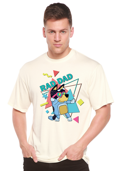 Mens cream bamboo short sleeve graphic tee Rad Dad Bluey design on Tampa Home & Garden Store
