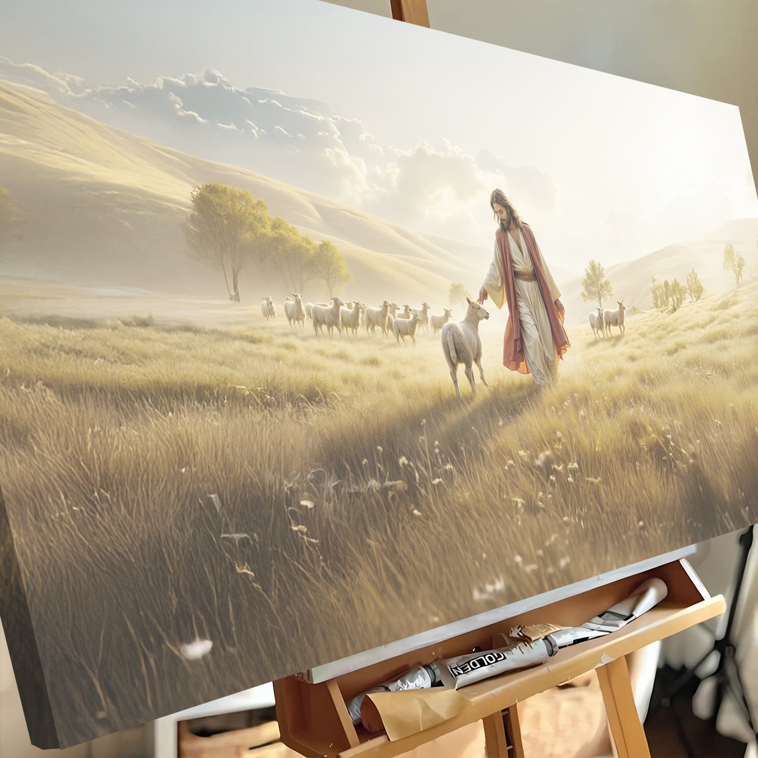 Canvas wall art 99 Faith Wall Art V, Tailored Canvases, Jesus guiding sheep in a field on Tampa Home & Garden Store