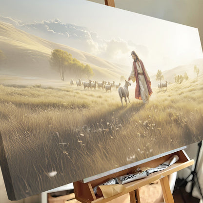 Canvas wall art 99 Faith Wall Art V, Tailored Canvases, Jesus guiding sheep in a field on Tampa Home & Garden Store