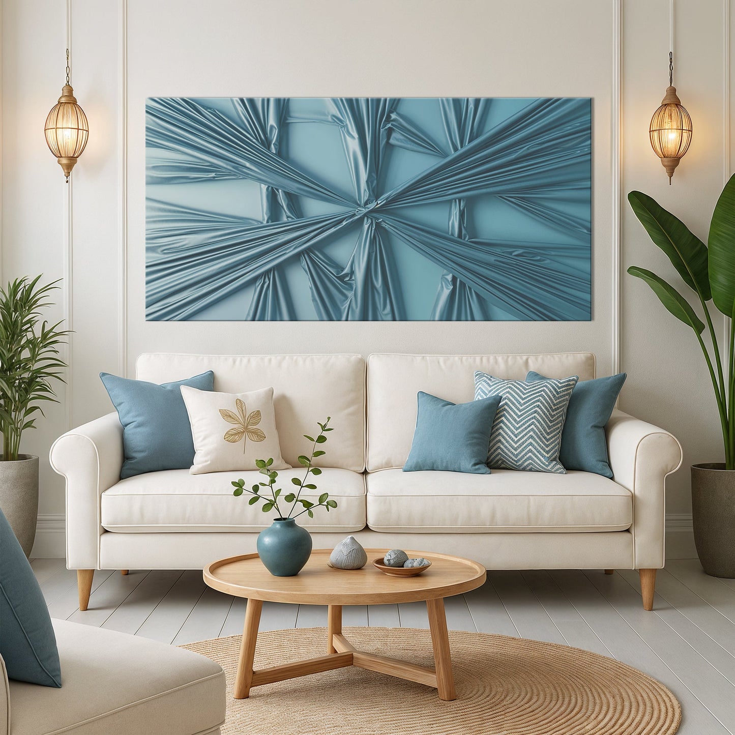 Canvas Modern Abstract Minimalist Wall Art V in blue tones by Tailored Canvases on Tampa Home & Garden Store