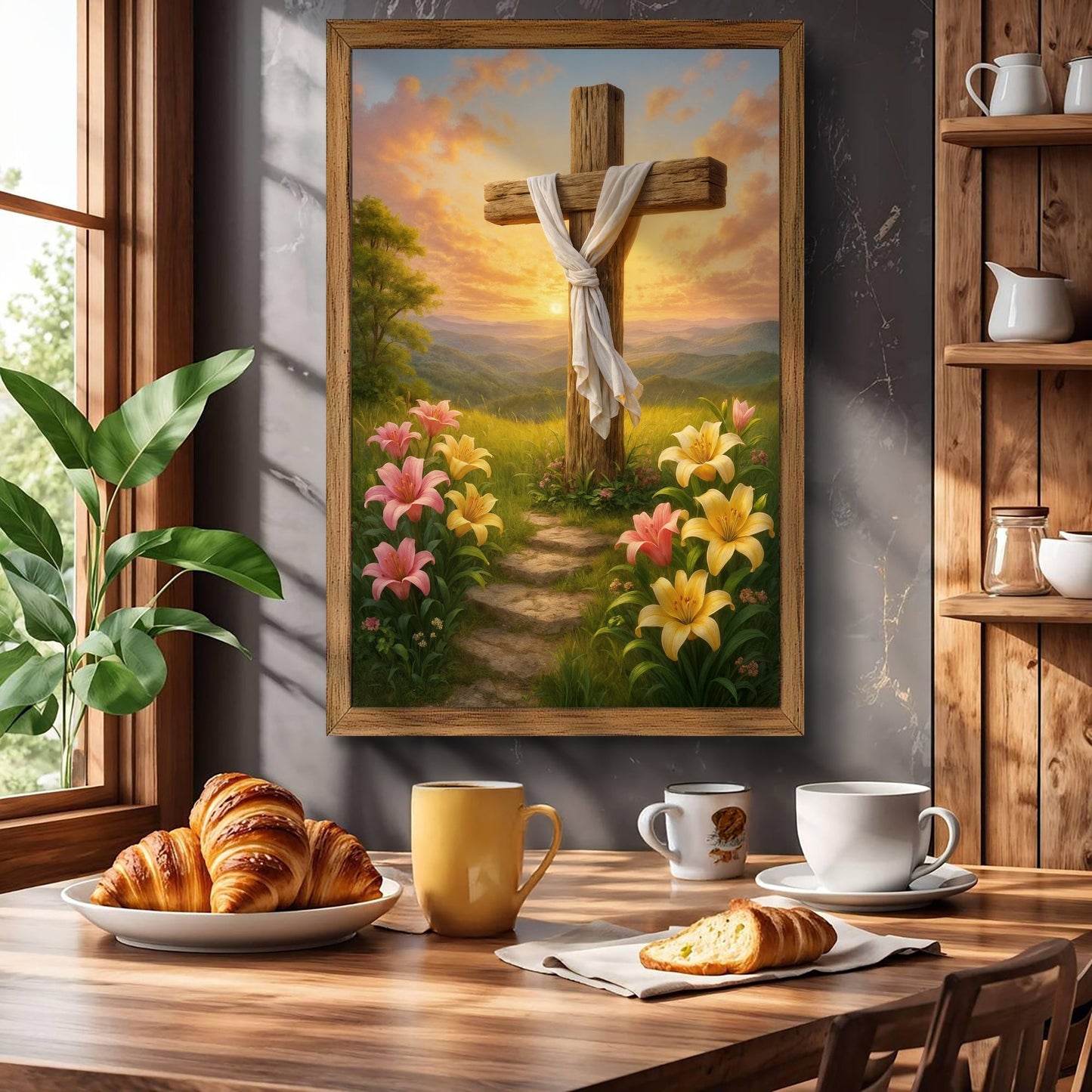 Cross and Flowers Faith Wall Art II wood-framed canvas by Tailored Canvases on Tampa Home & Garden Store