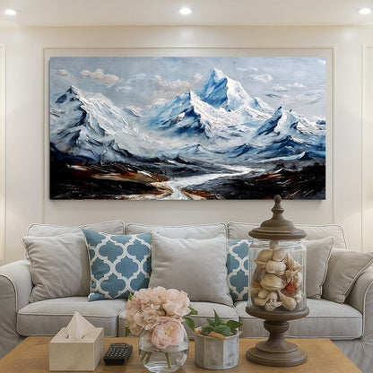 Mountain Minimalist Wall Art II canvas landscape with blue peaks by Tailored Canvases on Tampa Home & Garden Store
