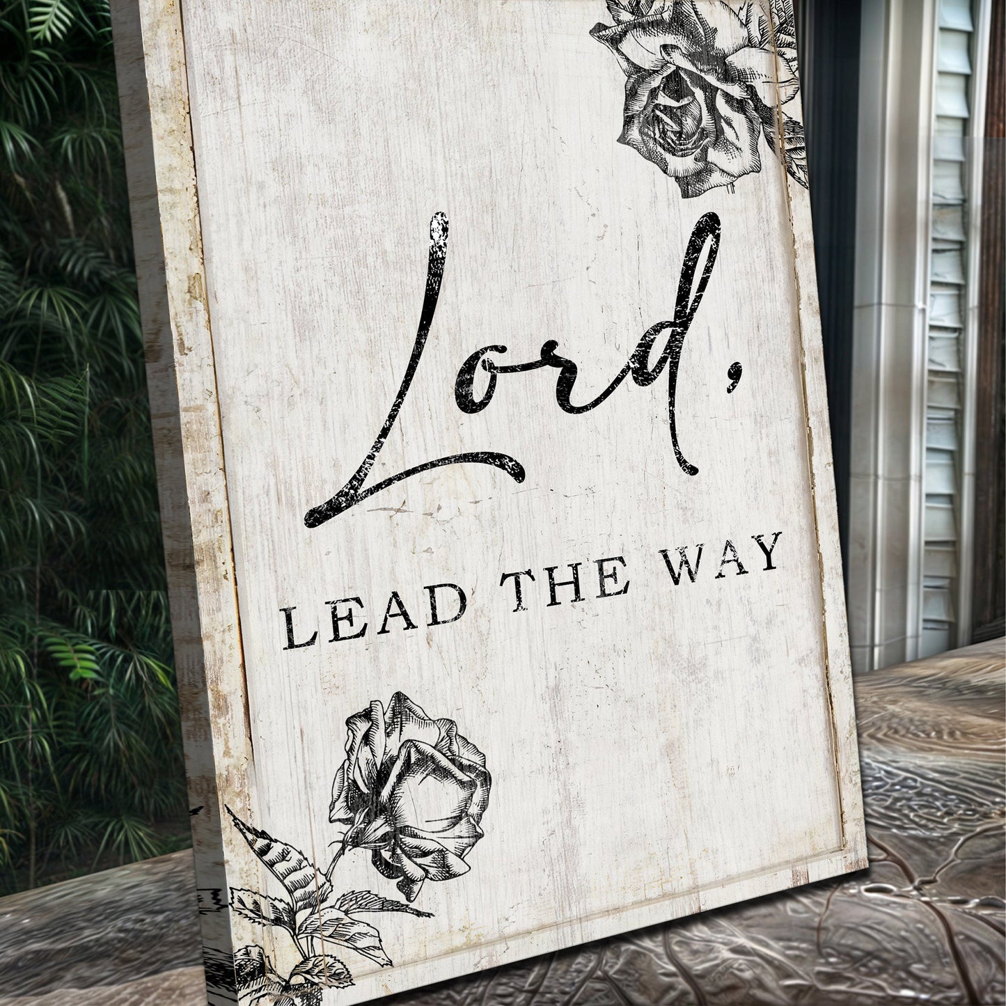 Lord Lead The Way Faith Sign canvas with vintage rose design by Tailored Canvases on Tampa Home & Garden Store