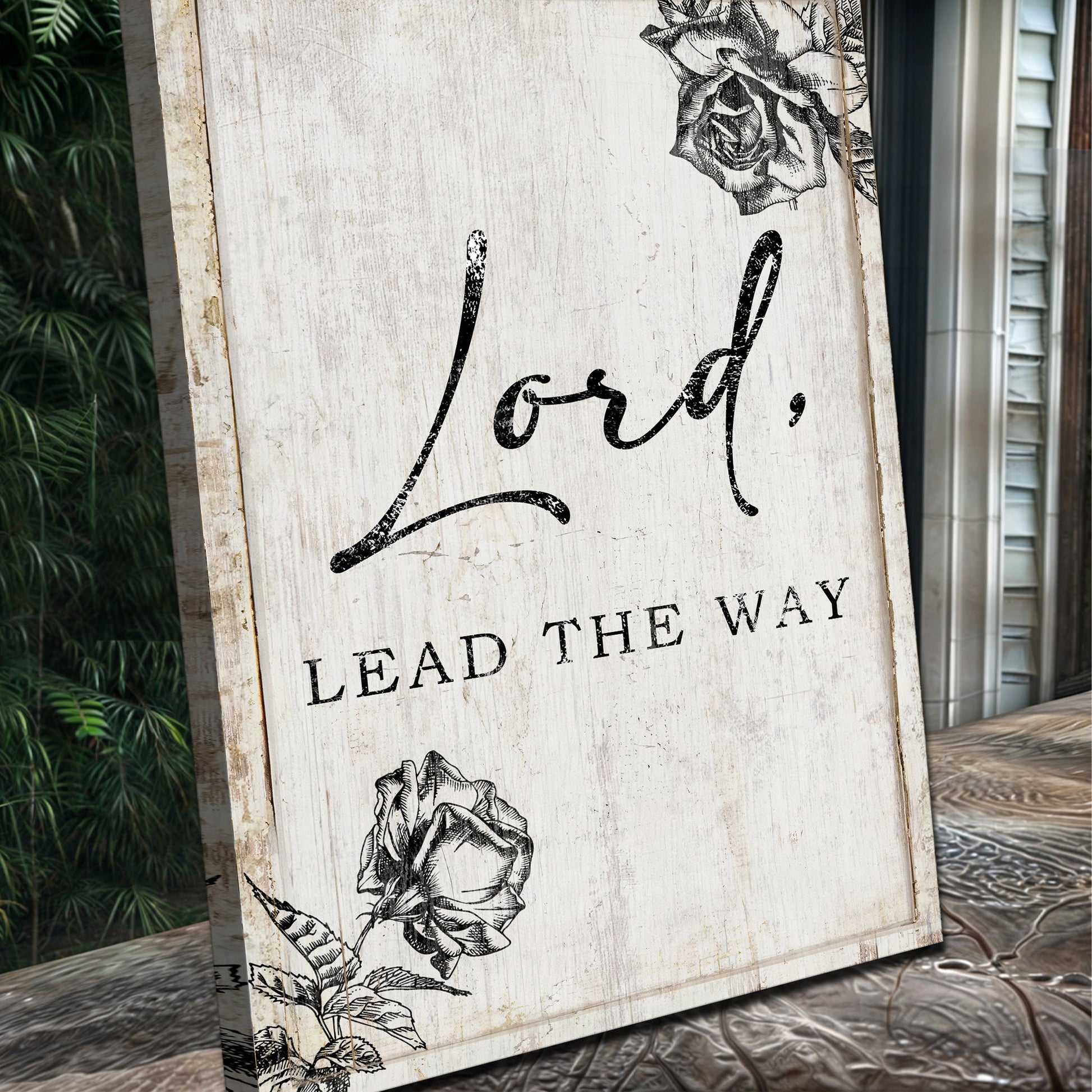 Lord Lead The Way Faith Sign canvas with vintage rose design by Tailored Canvases on Tampa Home & Garden Store