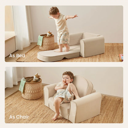 Tiny Land INC GentleSnug Kid Chair play sofa in beige, versatile bed or chair for kids on Tampa Home & Garden Store