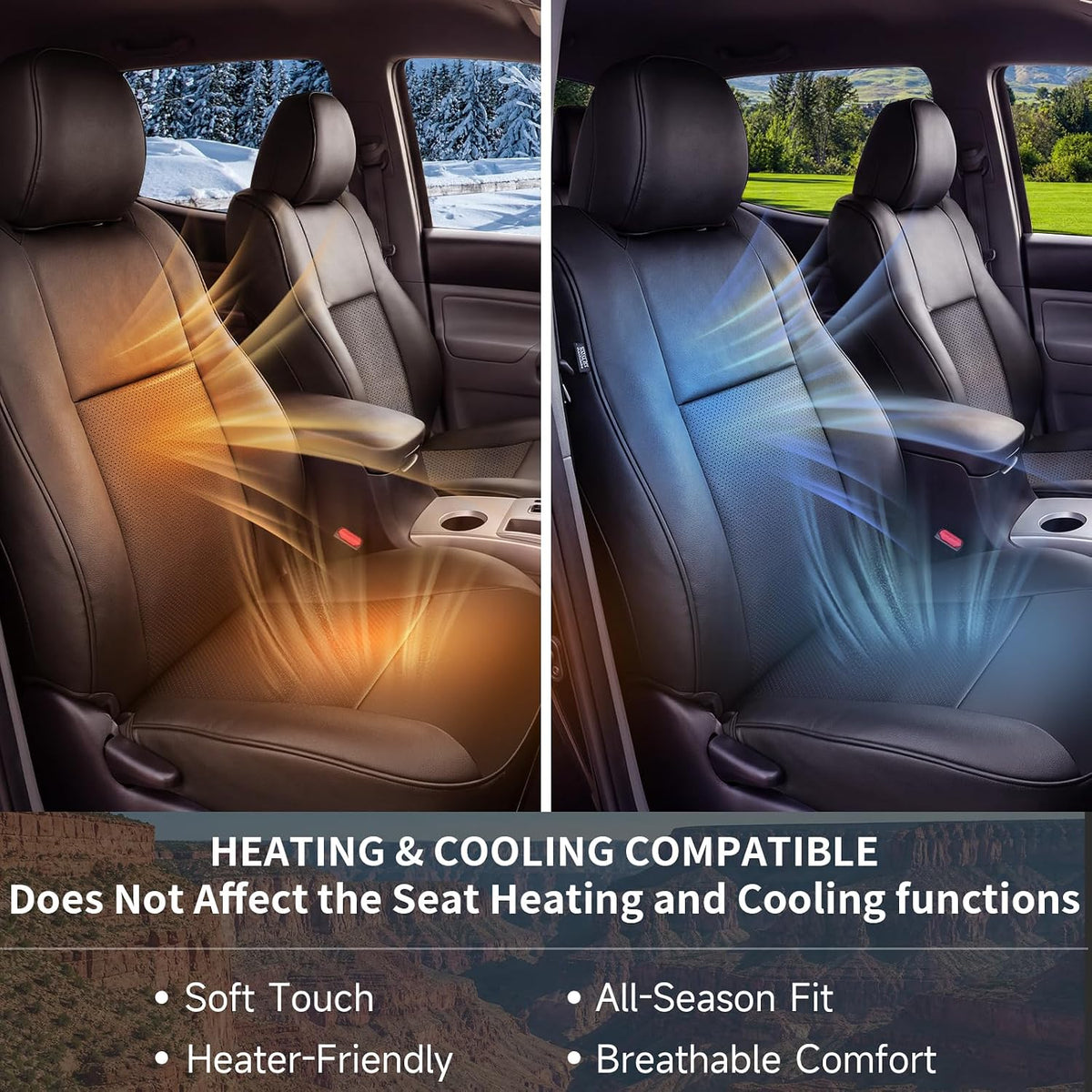 Umbrauto seat cover for Toyota Tacoma two-tone leather with heat and cooling visuals on Tampa Home & Garden Store