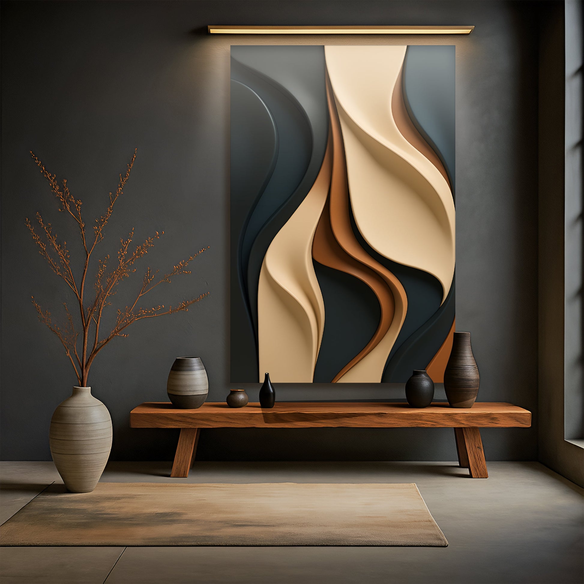 Modern Abstract Minimalist Wall Art canvas by Tailored Canvases in beige, tan and gray on Tampa Home & Garden Store