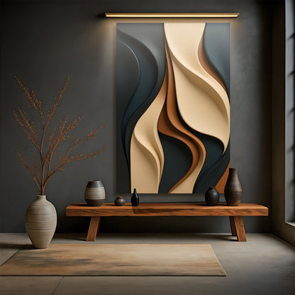 Modern Abstract Minimalist Wall Art canvas by Tailored Canvases in beige, tan and gray on Tampa Home & Garden Store
