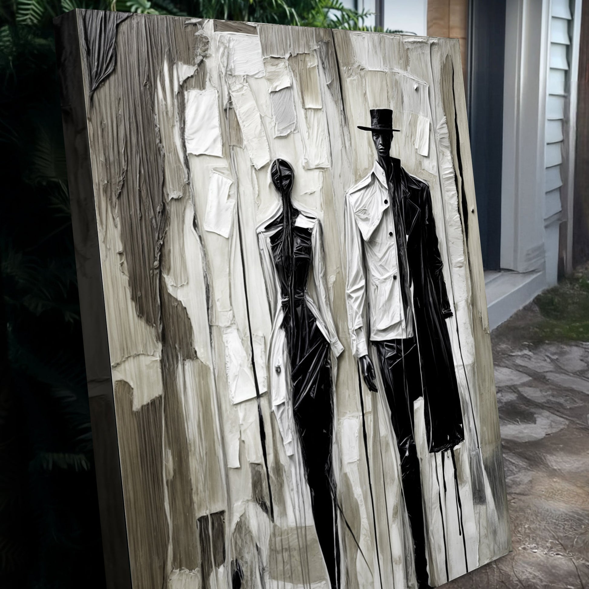 Beige & Black Minimalist Wall Art canvas with textured patches Tailored Canvases on Tampa Home & Garden Store