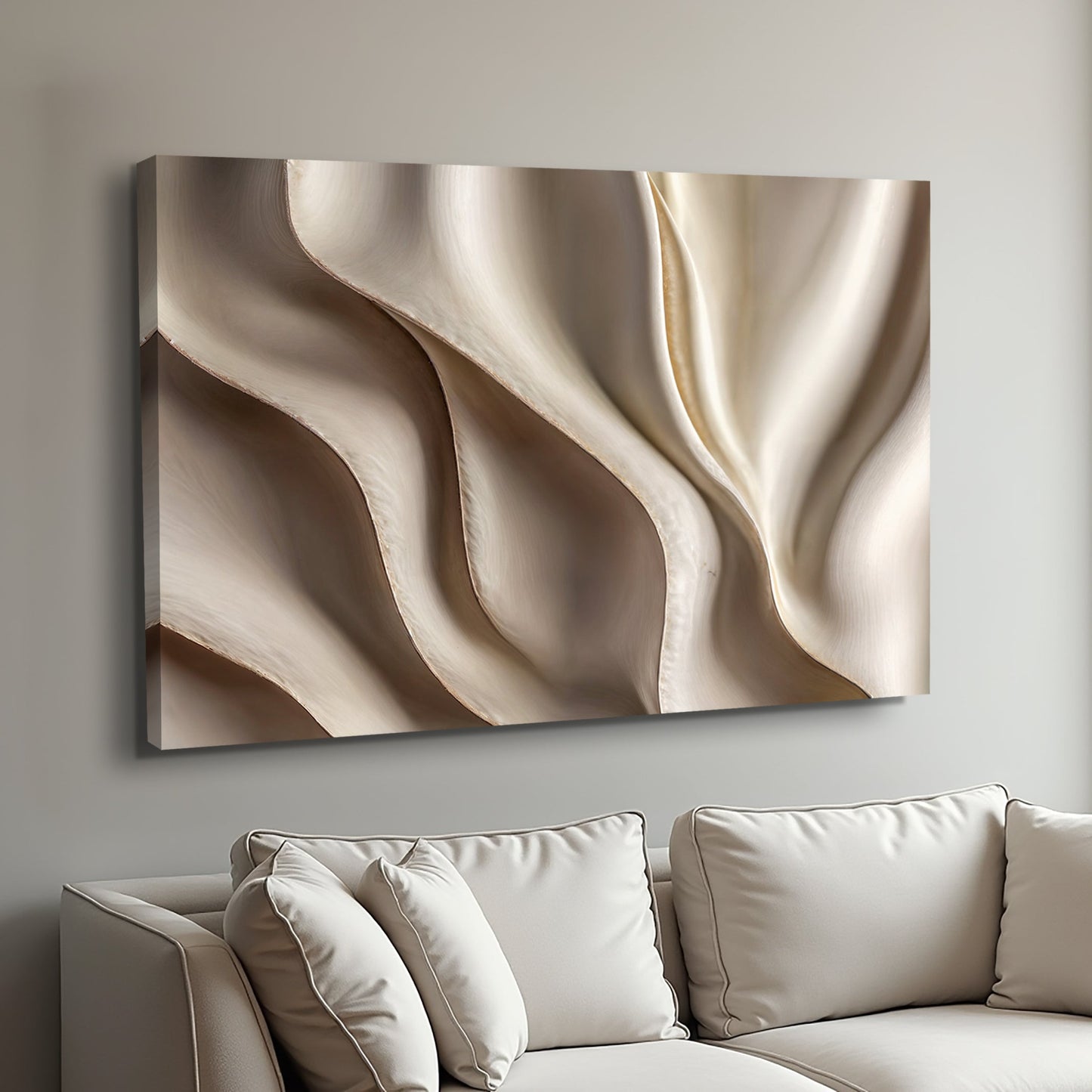 Canvas art Beyond the Surface 3D Abstract Waves by Tailored Canvases in bronze beige tones on Tampa Home & Garden Store