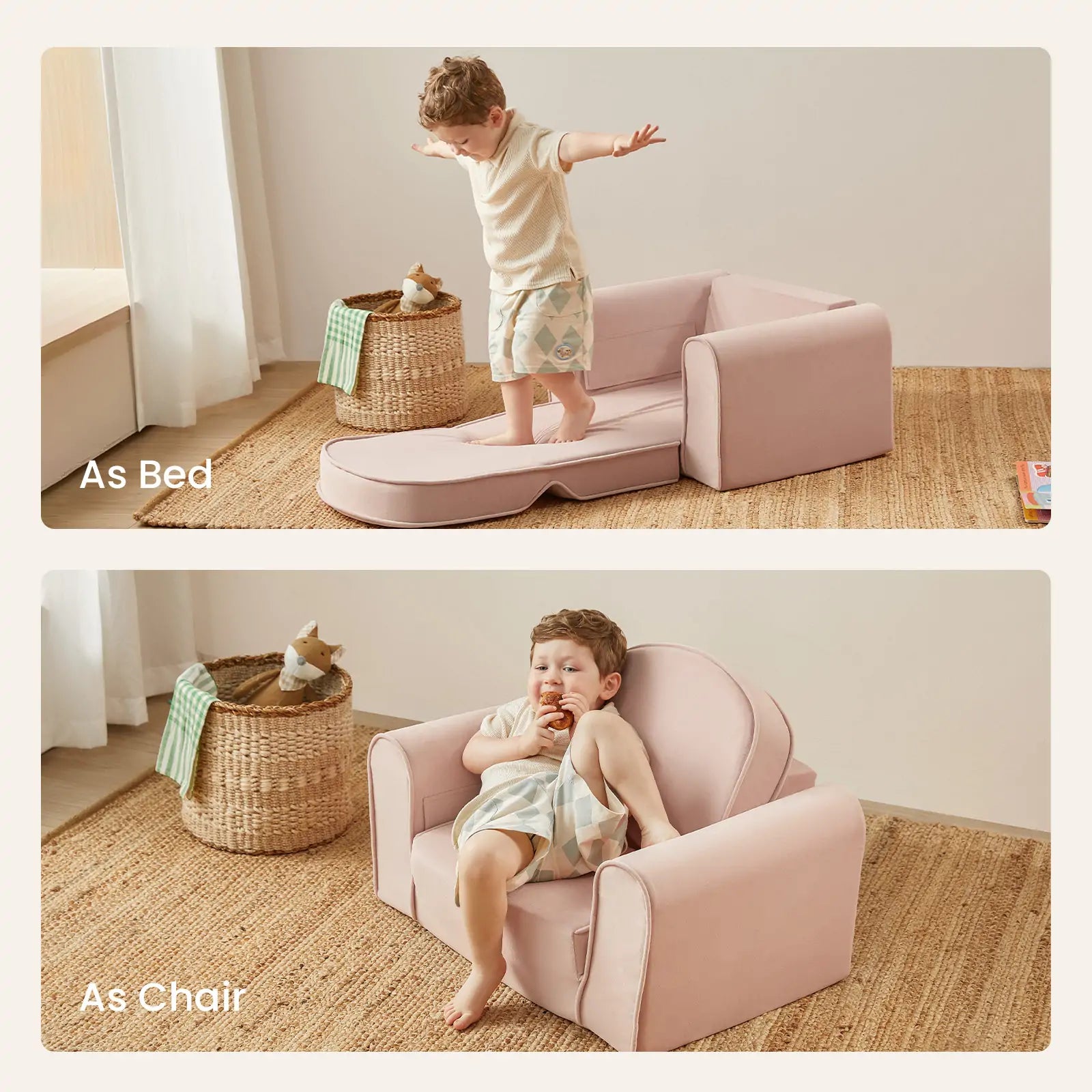 Tiny Land INC GentleSnug Kid Chair play sofa in pastel pink soft fabric on Tampa Home & Garden Store