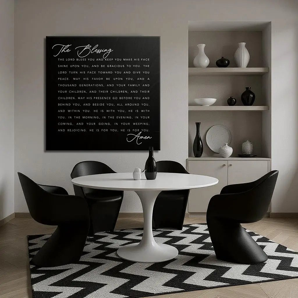 The Blessing Faith Sign III canvas by Tailored Canvases, black with white scripture on Tampa Home & Garden Store