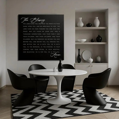 The Blessing Faith Sign III canvas by Tailored Canvases, black with white scripture on Tampa Home & Garden Store