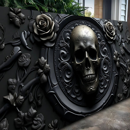 3D Rose & Skull Wall Art VI canvas with black skull relief and rose accents Tailored Canvases on Tampa Home & Garden Store