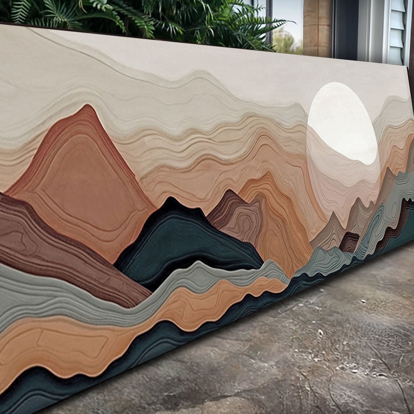 Abstract Mountains Landscape Canvas by Tailored Canvases in earthy browns and beige on Tampa Home & Garden Store