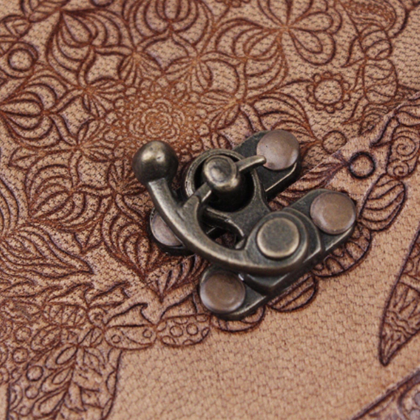 The Turtle Notebook by Classy Leather Bags; brown patterned fabric journal with metal hardware on Tampa Home & Garden Store