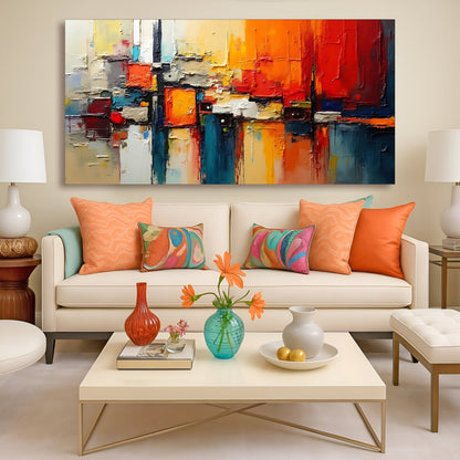 Colorful Abstract Wall Art II canvas with bold red, orange, yellow, blue blocks on Tampa Home & Garden Store
