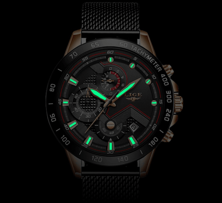 Unique Men's Waterproof Watch And Steel Link
