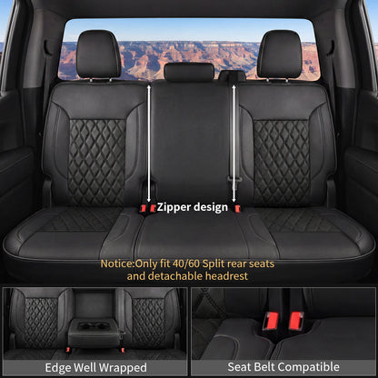 Umbrauto black Nappa leather seat covers for Silverado/Sierra 40/60 split with quilted pattern on Tampa Home & Garden Store