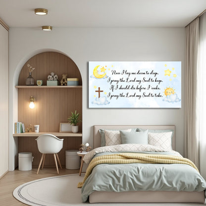 Canvas wall art I Lay Me Down To Sleep Faith Sign II by Tailored Canvases with blue moon on Tampa Home & Garden Store