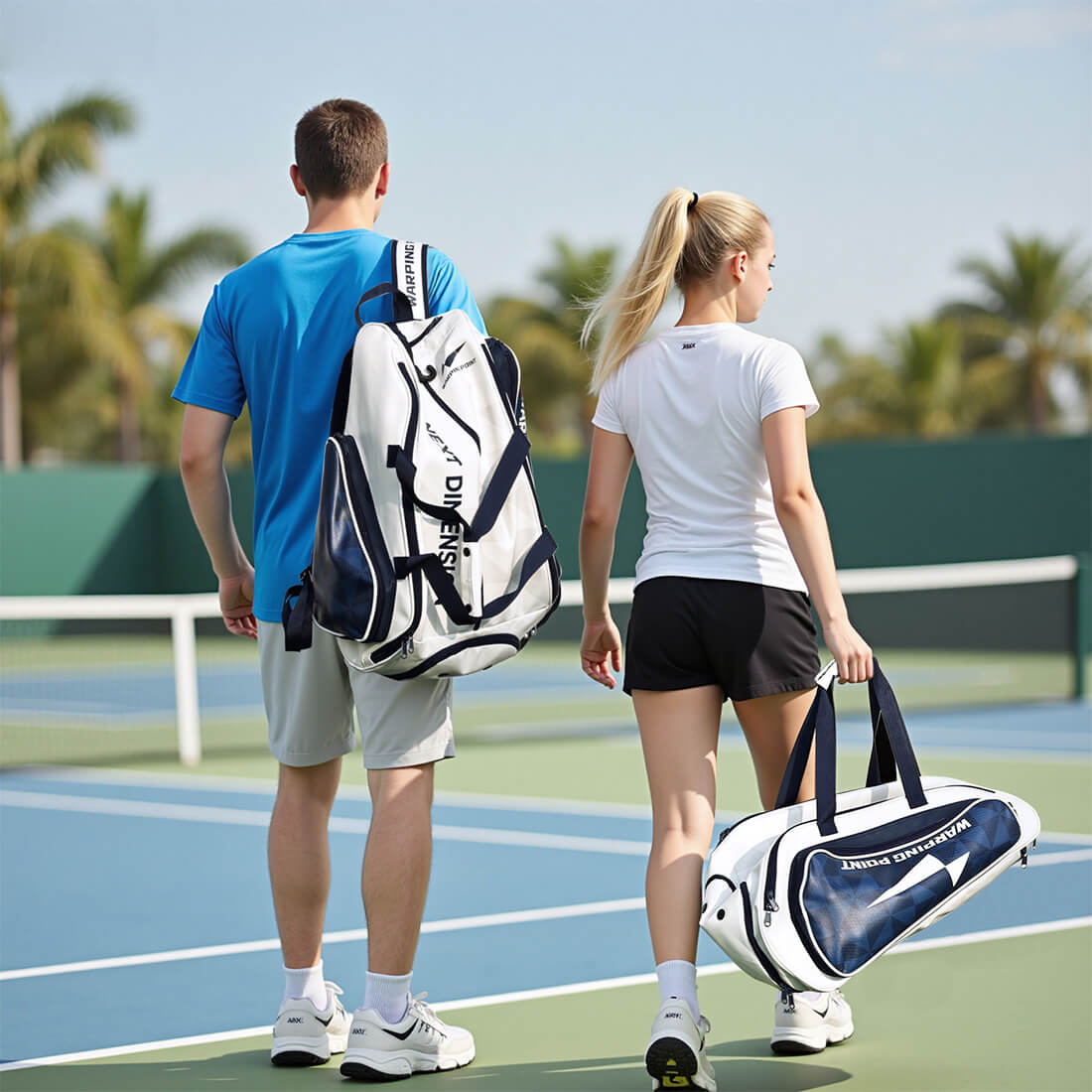 Pro Team Pickleball Bag by Warping Point, white with navy panels, backpack-style design on Tampa Home & Garden Store