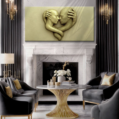 Eternal Love Figure Abstract Wall Art canvas by Tailored Canvases with golden figures on Tampa Home & Garden Store