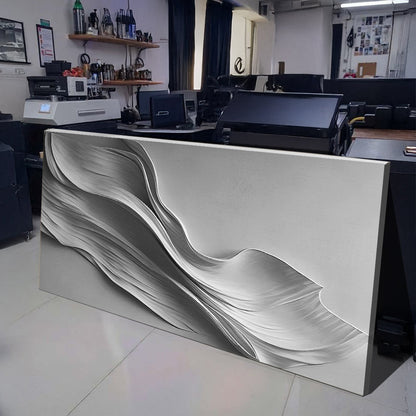 Stormy Gray Minimalist Wall Art Canvas with flowing grayscale wave Tailored Canvases on Tampa Home & Garden Store