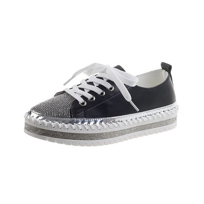 Womens Leopard Sneakers black leather upper, rhinestone toe, platform with silver trim on Tampa Home & Garden Store