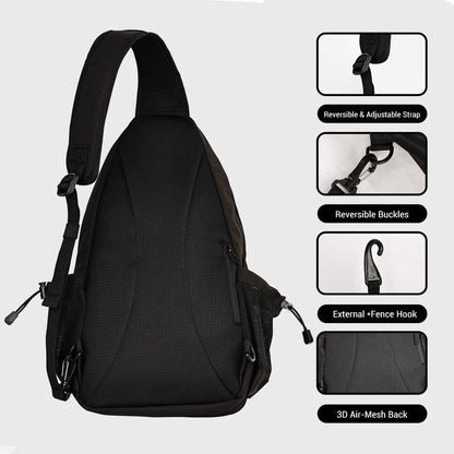 Pickleball Sling Bag Black by Warping Point with 3D mesh back and adjustable strap on Tampa Home & Garden Store
