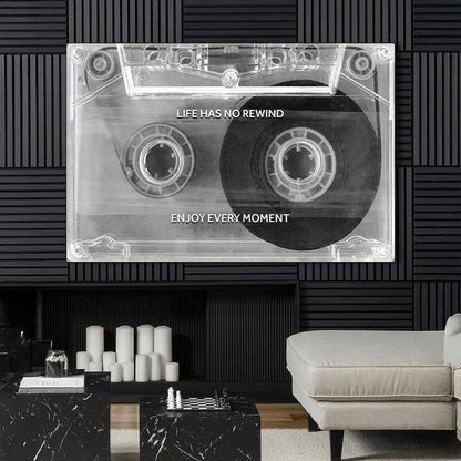 Enjoy Every Moment Motivational Wall Sign canvas by Tailored Canvases with cassette tape design on Tampa Home & Garden Store