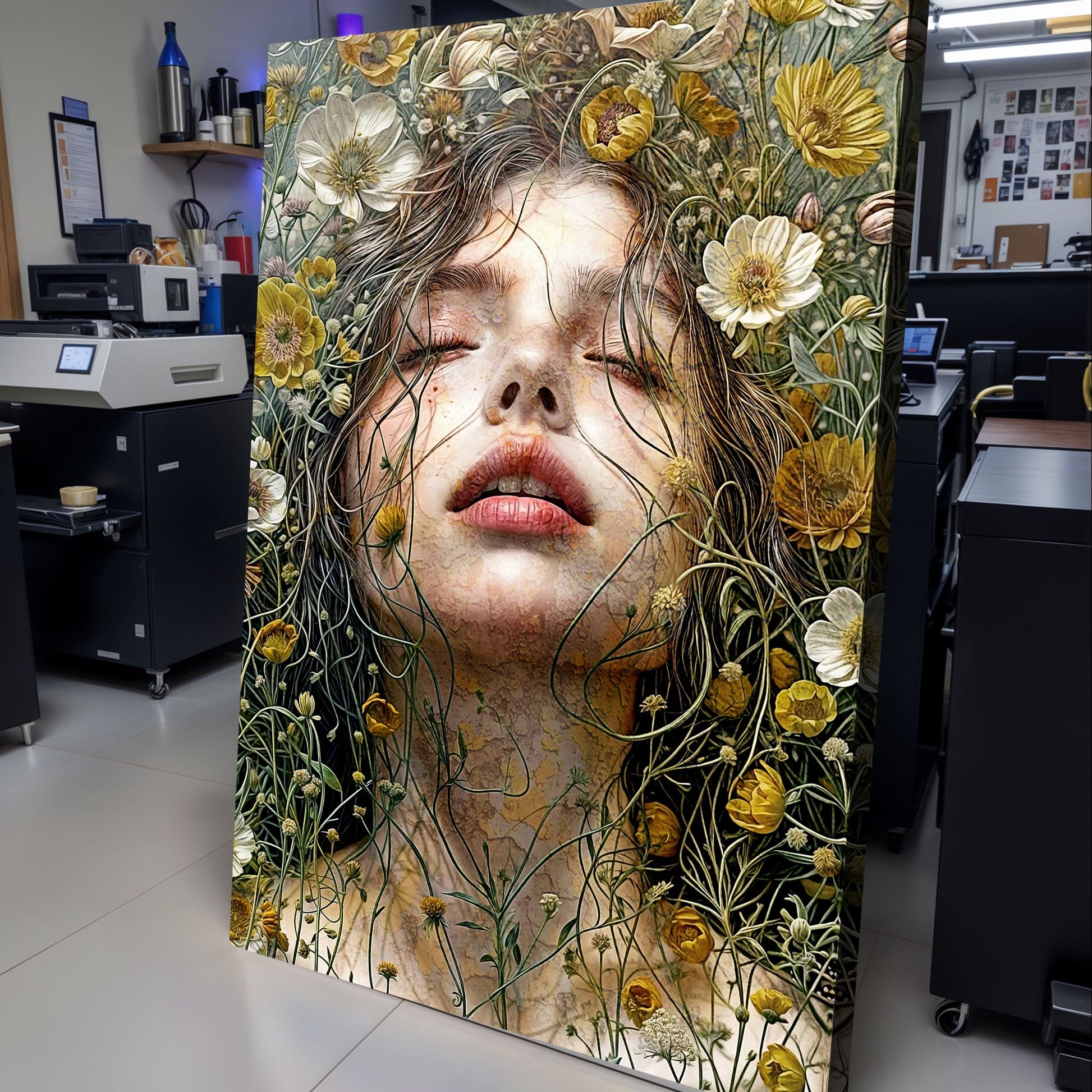 Garden Blossom Wall Art canvas by Tailored Canvases, floral portrait with yellow blooms on Tampa Home & Garden Store