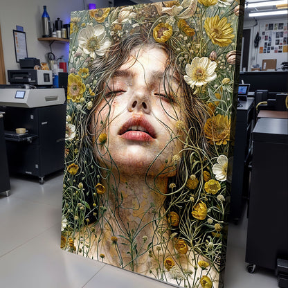 Garden Blossom Wall Art canvas by Tailored Canvases, floral portrait with yellow blooms on Tampa Home & Garden Store
