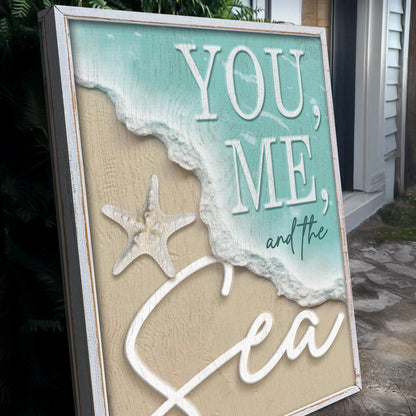 Canvas sign You Me and the Sea Coastal Sign VI with teal background by Tailored Canvases on Tampa Home & Garden Store