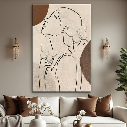 Minimalist Woman Line Art Canvas Wall Art butterflies vertical canvas on Tampa Home & Garden Store