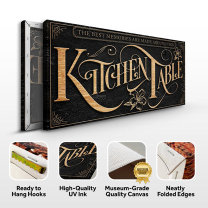 Kitchen table sign canvas in black with copper gold lettering Tailored Canvases on Tampa Home & Garden Store