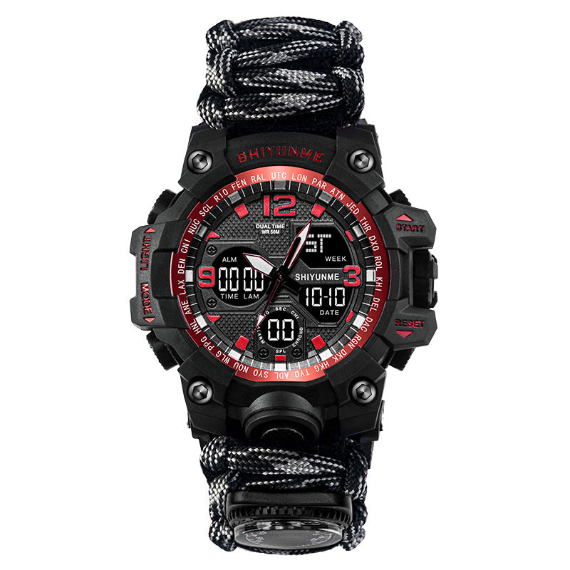 Stevvex survival watch with outdoor compass, rugged black dial, paracord strap, 50M waterproof on Tampa Home & Garden Store