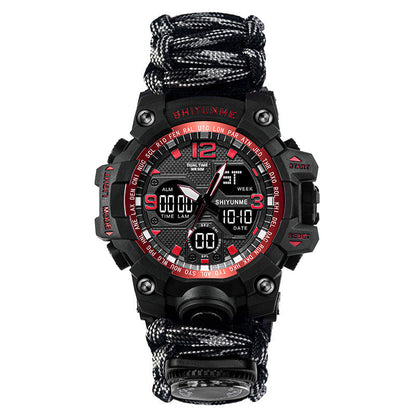Stevvex survival watch with outdoor compass, rugged black dial, paracord strap, 50M waterproof on Tampa Home & Garden Store