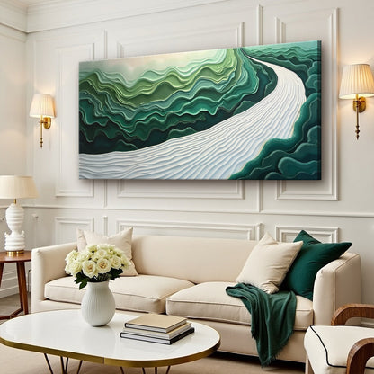Green Rivers Abstract Wall Art III canvas by Tailored Canvases crafting canvas with teal-green layered waves on Tampa Home & Garden Store
