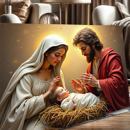 3D Faith Wall Art VI canvas nativity showing Mary Joseph and baby Jesus on Tampa Home & Garden Store