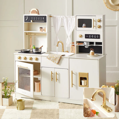 Tiny Land play kitchen with running water in cream aqua and gold hardware by Tiny Land INC on Tampa Home & Garden Store