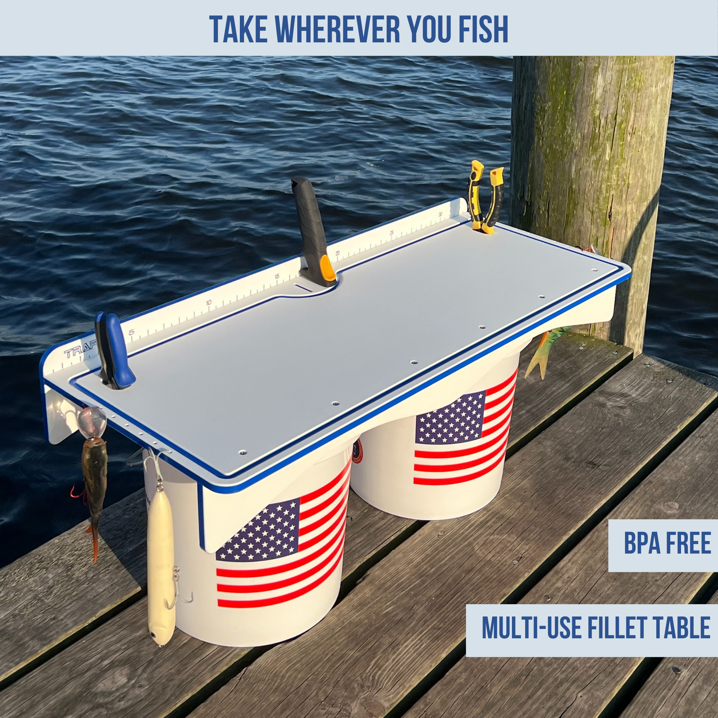 33" Fillet Table Top Cutting Board for 2 Buckets