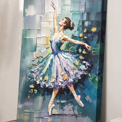 Ballerina Abstract Wall Art canvas by Tailored Canvases in teal blue ballet figure on Tampa Home & Garden Store